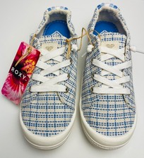 Women  s ROXY Bayshore Plus LaceUp Sneaker shoe 6 7 8 8.5 9.5 10 woven blue plaid