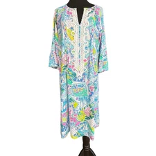 Lilly Pulitzer Hollie Tunic Dress - postcard print - 3/4 bell sleeves - size M