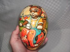VINTAGE PAPER MACHE EASTER EGG CANDY CONTAINER, HAND MADE IN WESTERN GERMANY