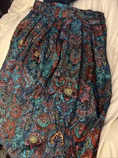 SEGUE Vtg Midi Skirt Size 10 100 Rayon Floral Paisley Teal Pink Boho Pleated