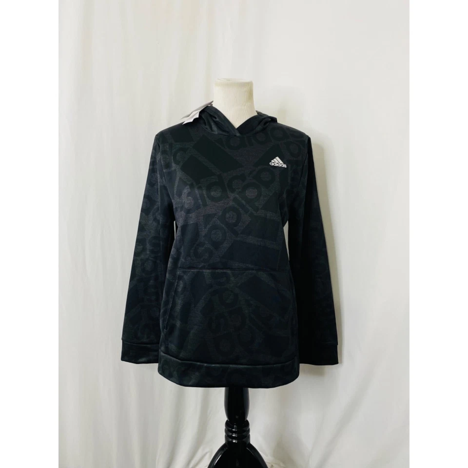 Adidas Sudadera con Capucha Niña Talla XL Pullover Negro Estampado Completo Bolsillo Frontal Atlético Foto 2 de 4