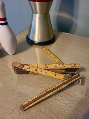 Vintage USA Made Wooden Folding Ruler Measuring Stick 72   EVANS no. X40F