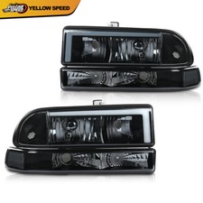 Fit For 98-04 Chevy S10 Blazer Smoke Lens Black Housing Led Drl Headlights New