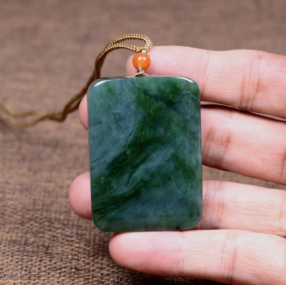 Certified 100% Natural Hetian Jade Pendants~Amuletet 和田碧玉,,平安无事八方来财玉佩,实物非常漂亮 - Image 2 of 4