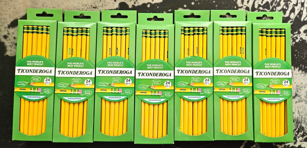 Ticonderoga Wood-Cased Pencils,Unsharpened 2 HB Soft  Yellow  24 Count 7 Pack