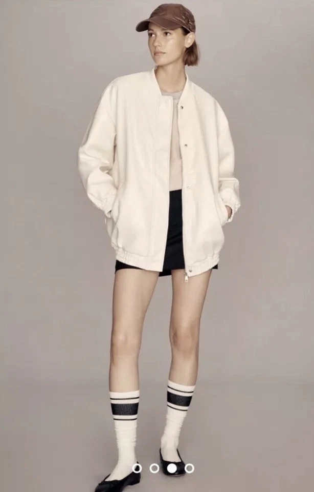 Chaqueta de bombardero Anthropologie Maeve Maeve de gran tamaño de cuero sintético talla S. H