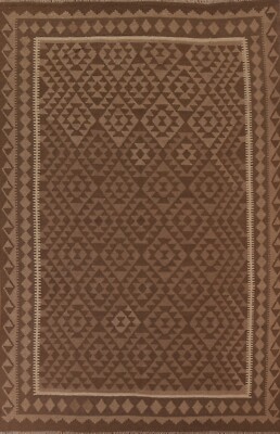 Tribal Traditional Geometric Kilim Area Rug Reversible Hand-Woven Carpet 7'x9'