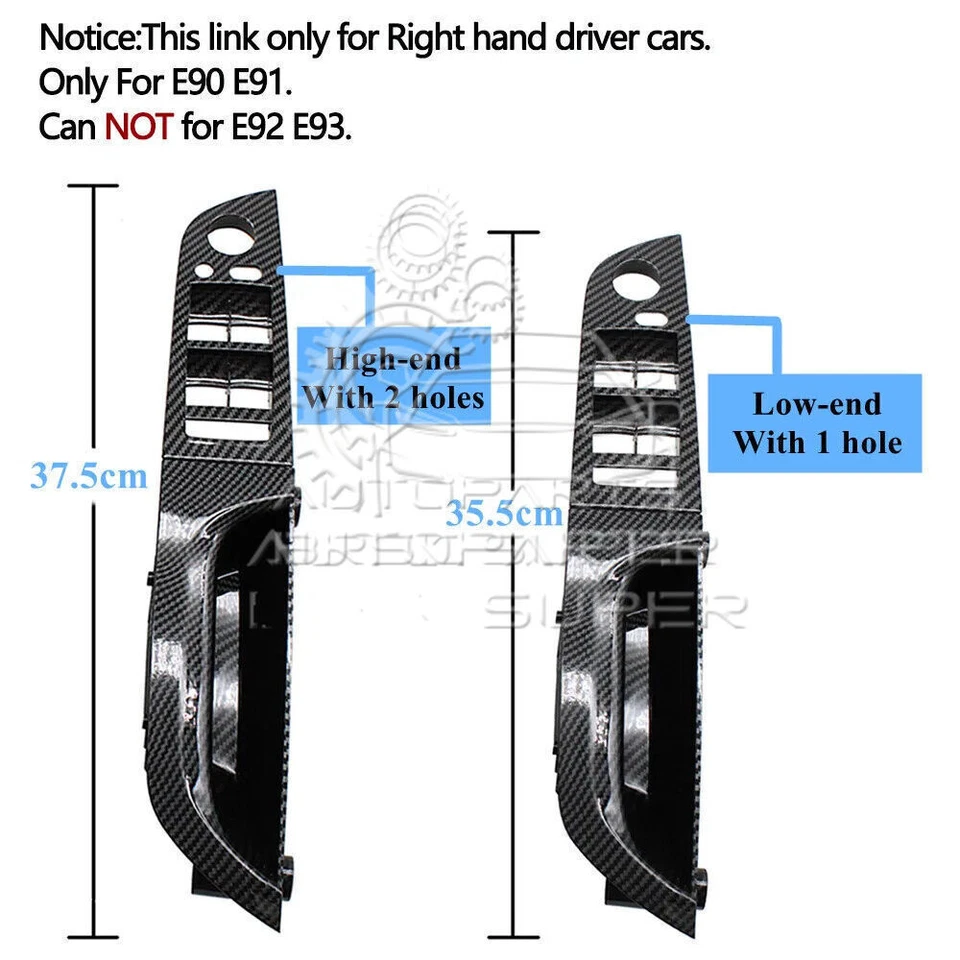 Carbon Fiber Inner Door Pull Handle Panel Cover For BMW 3 series E90 2004 - 2012 - Image 4 of 4