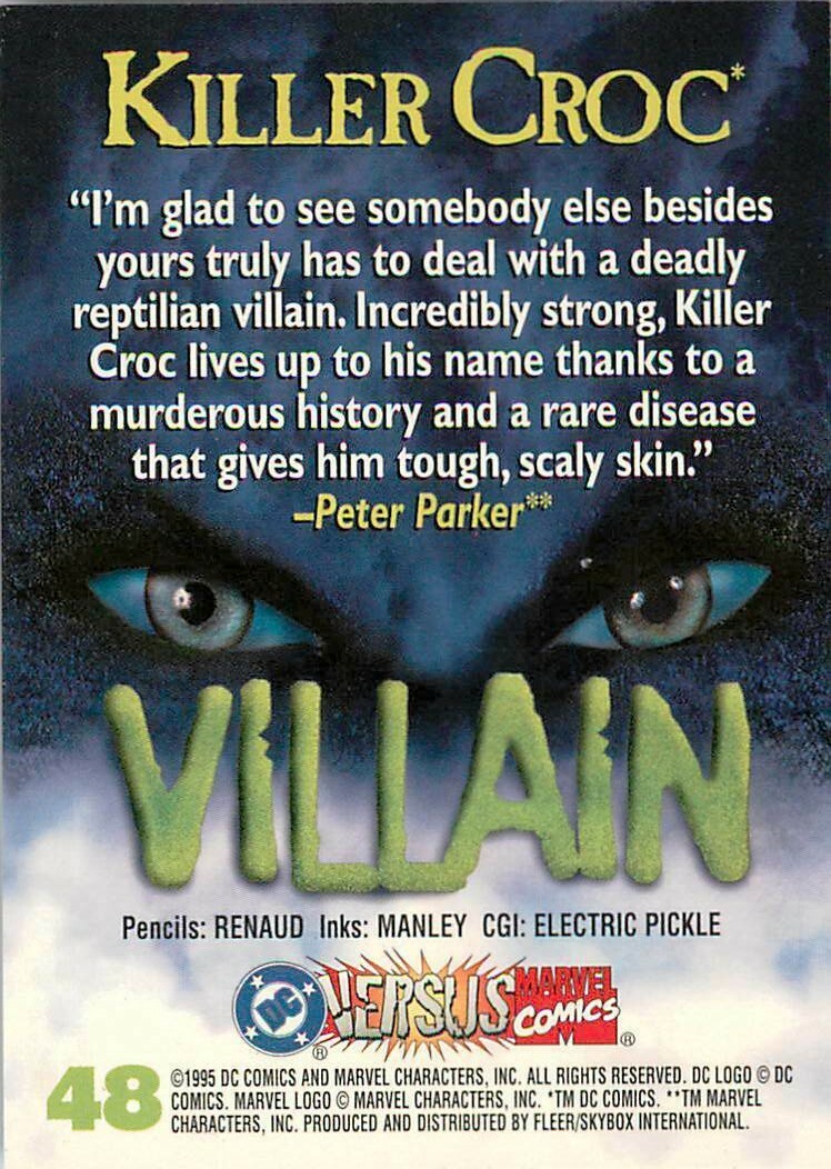 KILLER CROC 1995 Fleer DC VERSUS MARVEL Trading Card #48 RARE | eBay