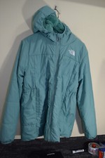 2022 North Face REVERSIBLE Puffer Long Winter Coat GIRLS XL 14 16 Mint Green