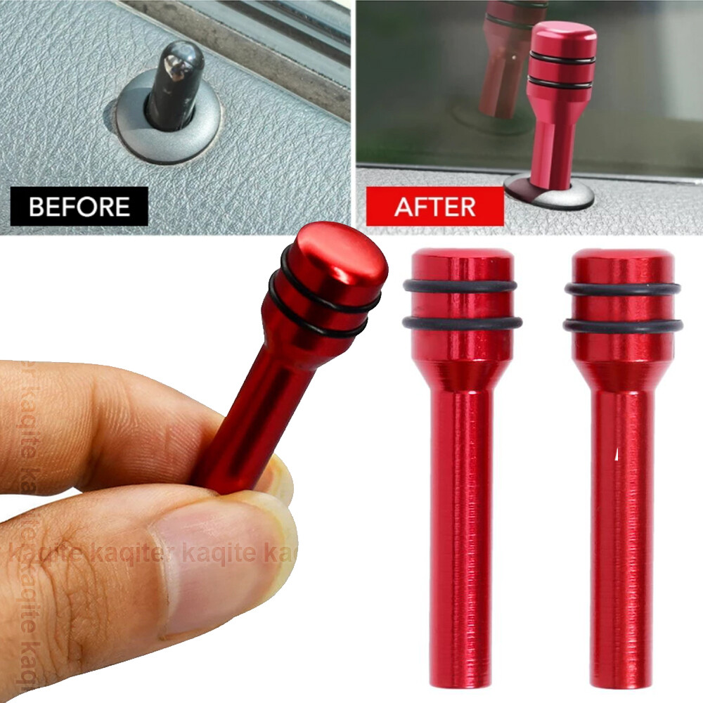 2pcs Red Aluminum Car Interior Accessories Door Lock Stick Knob Pull