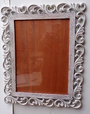 Cornice portafoto barocco in legno mdf bianco decapato cm 50x40 per foto 38x28