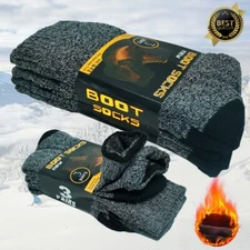 3 Pairs Mens Winter Heavy Duty Cotton Thermal Warm Crew Work Boots Socks 9-13