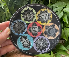 Seven Chakras Carved Candle Plate & Shallow Bowl Smudge Candles Incense Sage