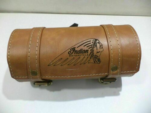 Tan Color Pure Leather Engraved Tool Bag For Indian Chief Scout 741,101 Bike