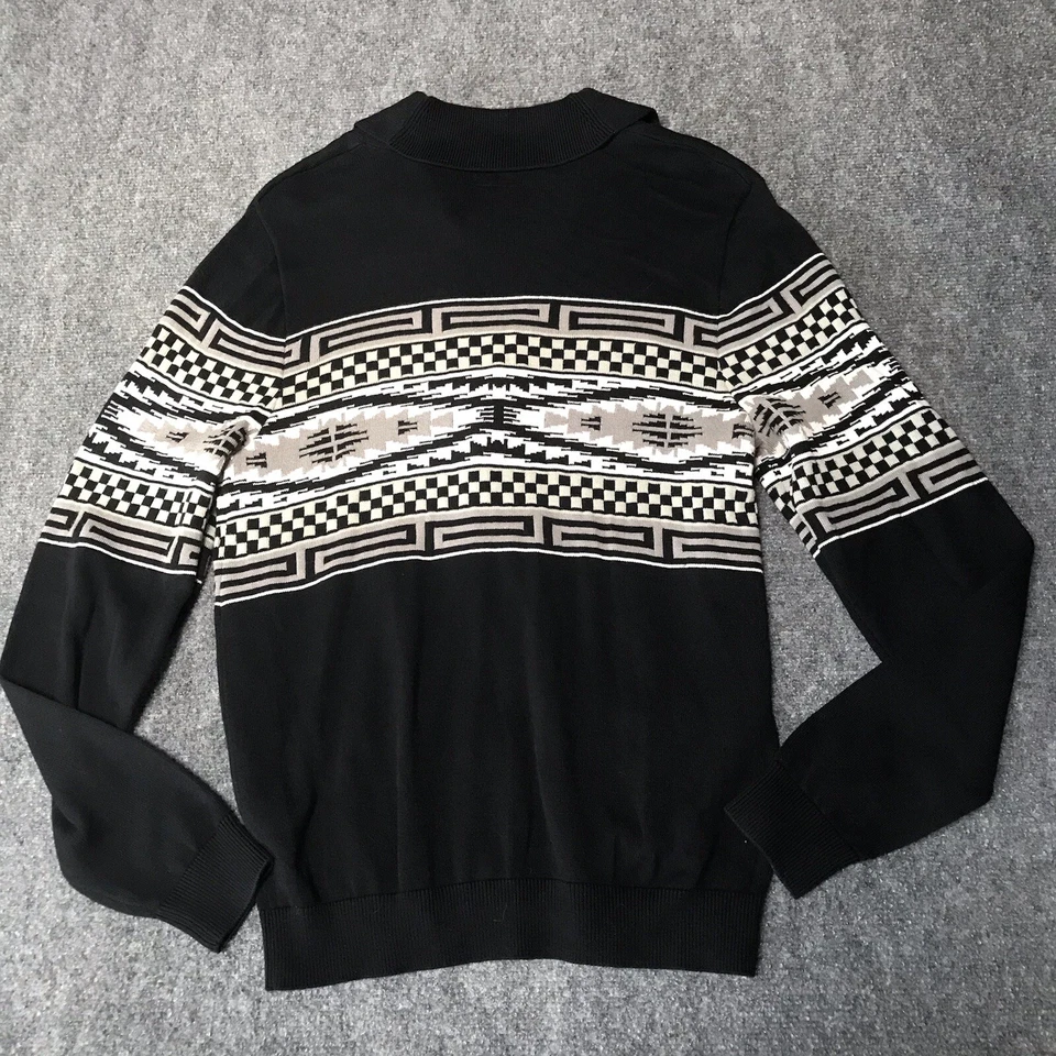 Y2K Mossimo Sweater Women Small Cardigan Checkered Tribal Black Grunge Skater - Image 2 of 4