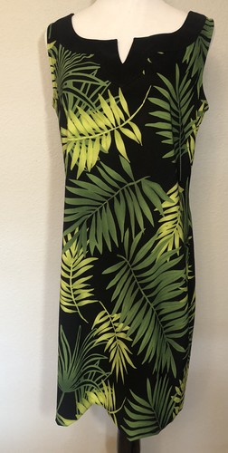 Jessica Howard Sheath Dress Sleeveless Black Green Palm Leaf Tropical Summer 10 - Picture 5 of 10