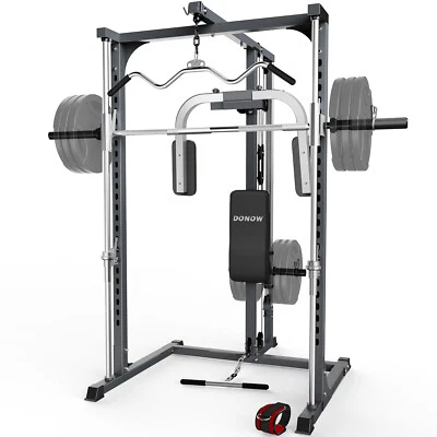 DONOW Smith Machine Power Cage Power Rack Squat Rack Home Gym System No Weights Bench