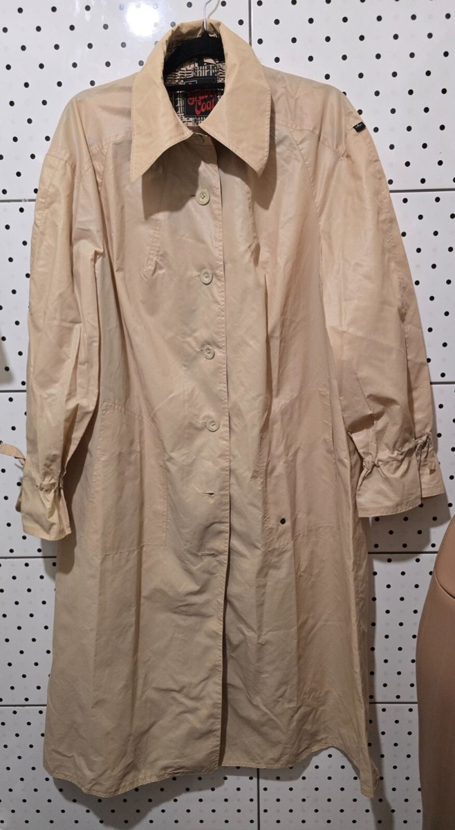 Vintage 70s KNIRPS TRAVEL COAT Women Beige Trench Coat A-line