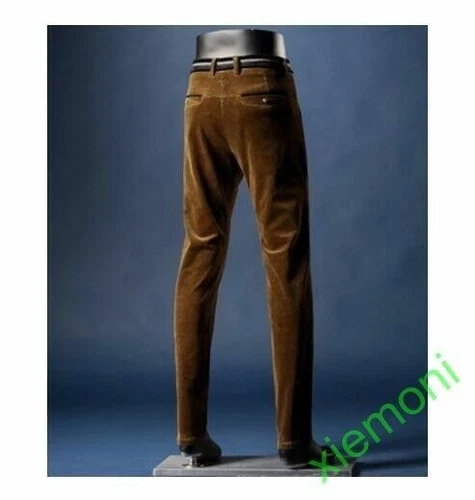 Chic Mens Velvet Pants Slim Fit Casual Corduroy Casual Dress Straight Trouser - Picture 14 of 20