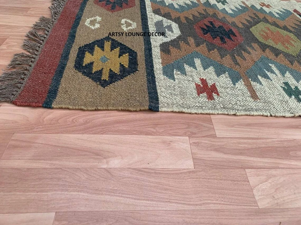 Indian Runner Rug Bedside Runner Modern Home Decor Handmade Stairs Mat Carpet - Image 4 of 4