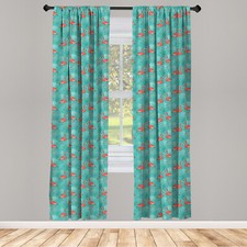Flamingo Curtains 2 Panel Set Birds Exotic Foliage