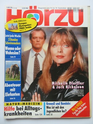 Hörzu 36/1994, Michelle Pfeiffer & Jack Nicholson, Roseanna Arnold, Riemann Katj