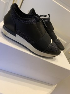 balenciaga black glitter race runner sneakers