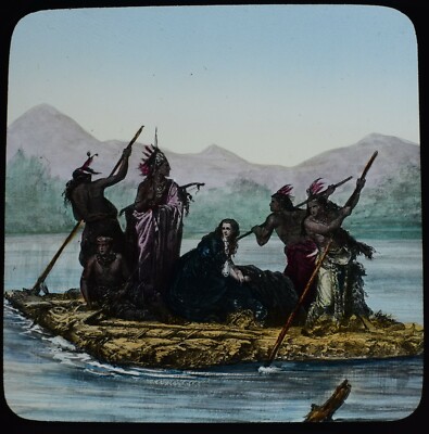 Magische Laternenfolie INDIANER TRAGEN FRAU UM 1900 ILLUSTRATION