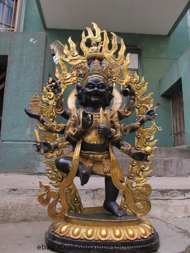 big tibet buddhism tutelary deity 3 head 8 arms