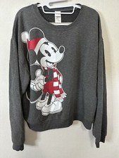 Disney Mickey Mouse Holiday Christmas Gray Pullover Sweater Size XXL