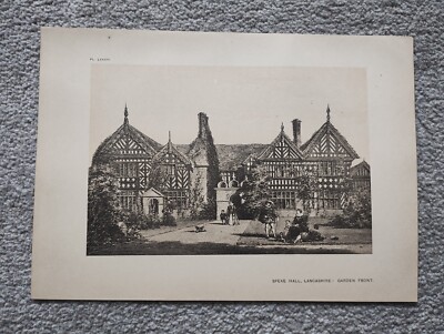 Speke Hall, Lancashire - Gartenfront - antiker Druck - 1906