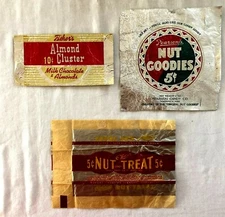  3 Candy Wrappers: Nut Goodies, Almond Cluster, Nut Treat