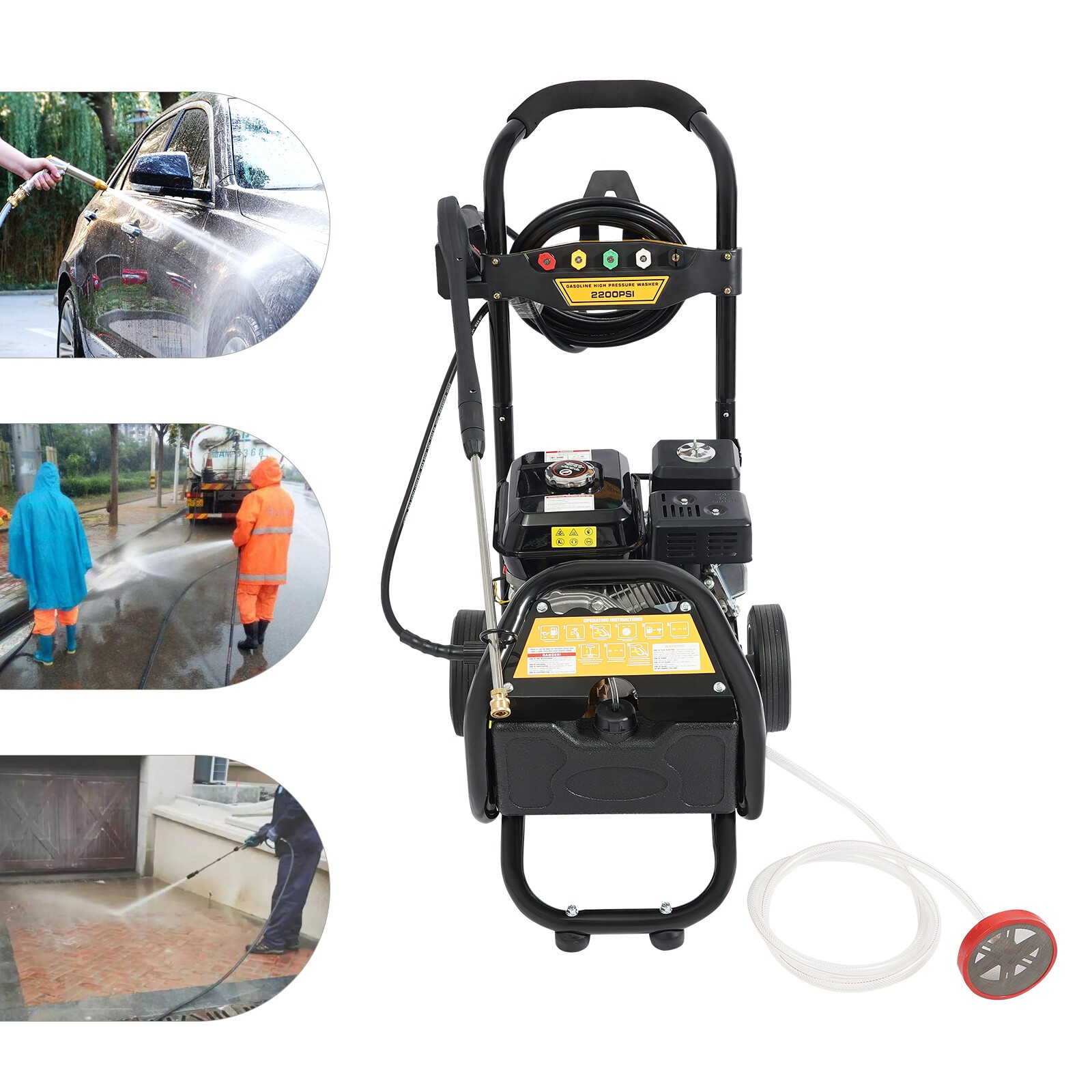 2600PSI Gas Pressure Washer Cold Water Gas Powered Washer 2.4GPM 7HP / Wheels