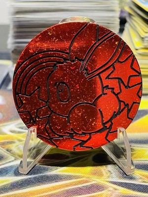 Eevee Glitter Holo Red & Black Pokemon TCG JUMBO Prismatic Evolutions Coin