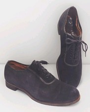 VTG 40s Women  s Suede Oxfords w/ Cat  s Paw Heels  Toe Taps 10  Length