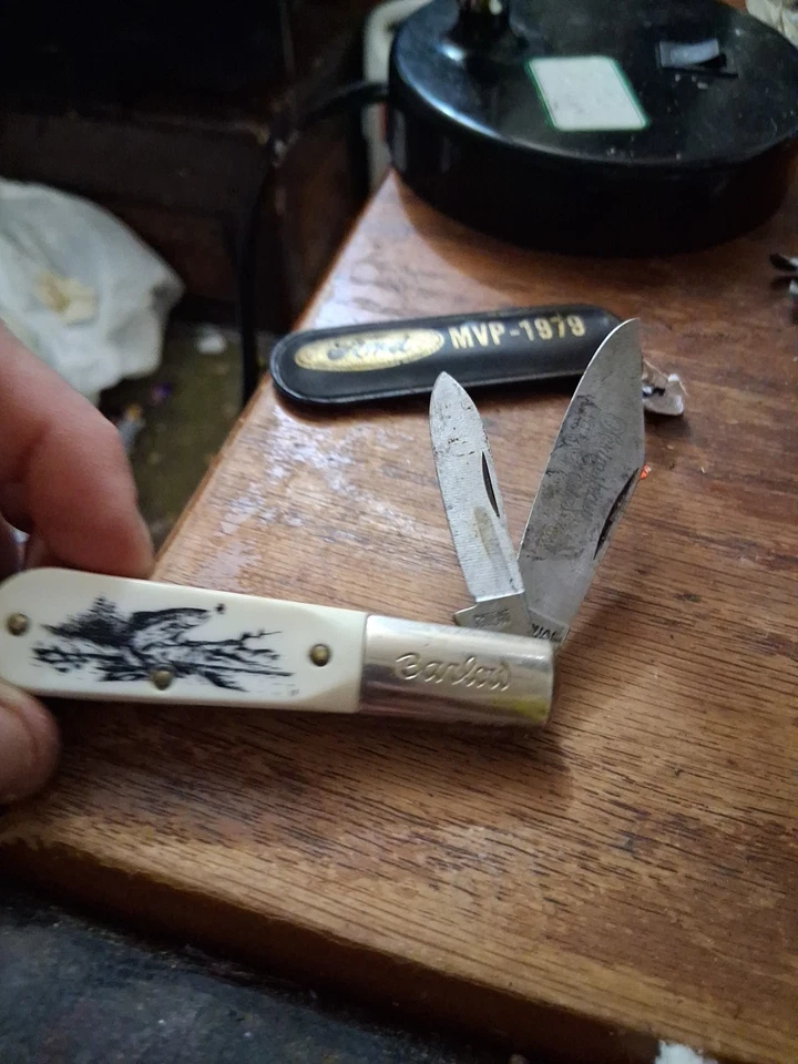 Vintage Colonial Prov U.S.A. Barlow Scrimshaw 2 Blade Pocket Knife - Trout - Image 2 of 4