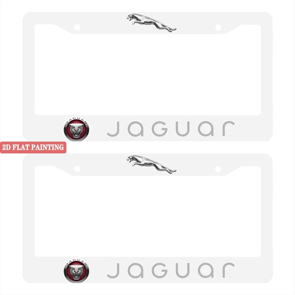 Jaguar 2 Pack Aluminum Waterproof License Plate Frame White - Image 2 of 4