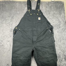 VTG Carhartt Overalls Mens 51x31 Black R02 BLK Quilt Lined Double Knee USA Made