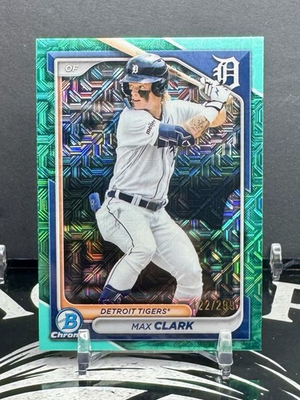 #ad 2024 Bowman Chrome Prospects Max Clark #BCP 195 Aqua Mojo Refractor 299 RC $5.25