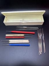 Lot of Vintage Crochet KNITTING NEEDLES,  storage box