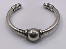 Vintage Signed Sterling Silver Ball Cuff Bangle Taxco TH 82 Mexico 925