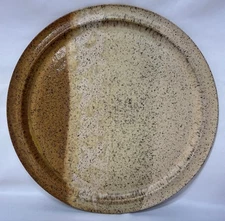 Vintage Studio Art Pottery Speckled Stoneware Dinner Plate 12" Hand Made Stamped