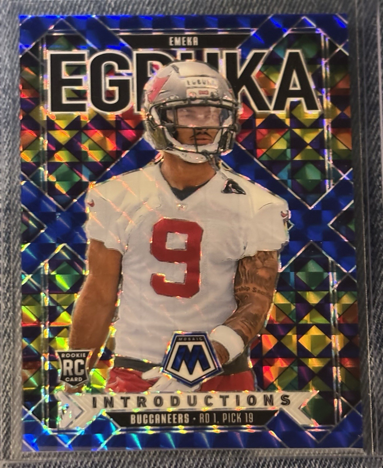 2025 Mosaic ~ Emeka Egbuka ~ #/99 ~ Rookie Introductions Blue Mosaic Prizm