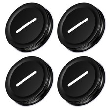 4Pcs 70mm/2.76" Coin Slot Bank Lid Inserts for Mason Jar Canning Cap Black