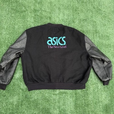 Vtg Asics 90s Varsity Bomber Letterman Embroidered Jacket Mens 3X