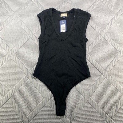 Universal Thread V-neck Ribbed Bodysuit Size M medium - Black - NEW
