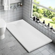 Anti-slip Shower Enclosure Tray Slate Effect With Free Waste White Shower Base