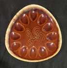 Vintage Hull Pottery Brown Drip Glaze Rooster Deviled Egg Plate