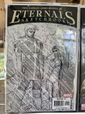 Eternals (Neil Gaiman & Romita Jr.) Set #1-5 + rare Sketch Book NM